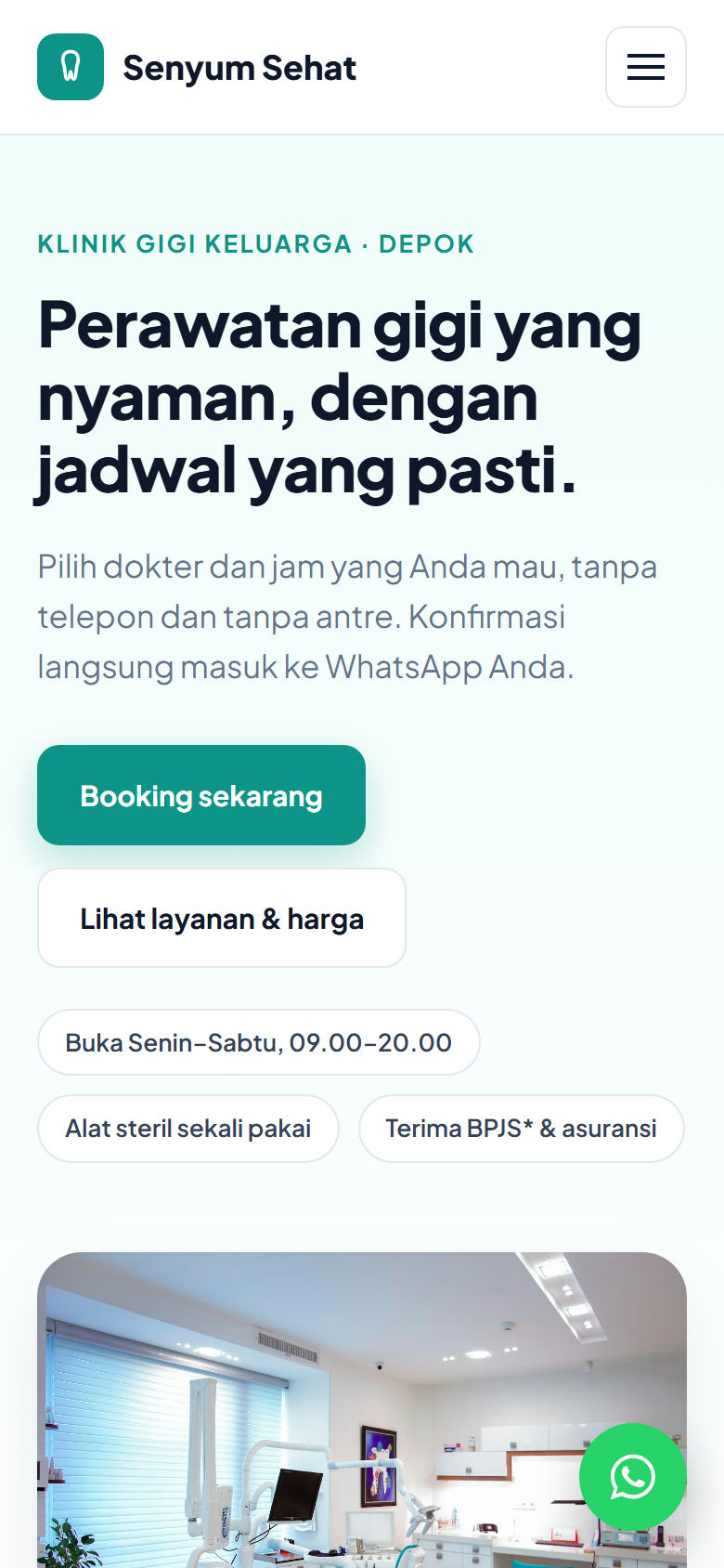 Contoh tampilan ponsel sistem booking
