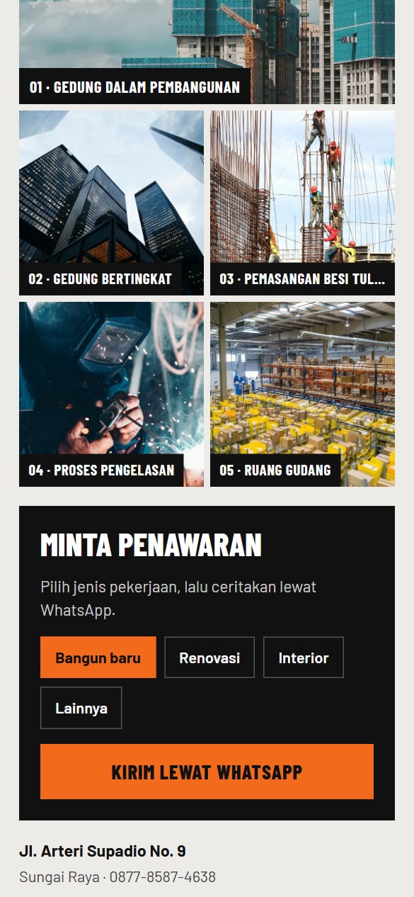Pratinjau kontraktor, bagian bawah